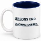 SkiCoach.Me 11oz ceramic mug, Lessons End. Coaching Doesn't. design