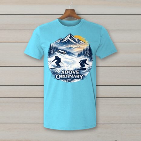 SkiCoach.Me Above Ordinary t-shirt in Sky