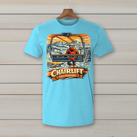 SkiCoach.Me Chairlift Philosopher t-shirt in Sky