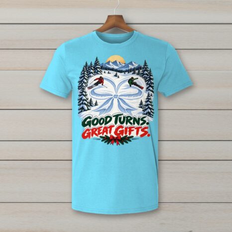 SkiCoach.Me Good Turns. Great Gifts. t-shirt in Sky