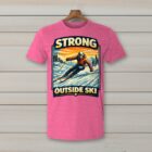 SkiCoach.Me Strong Outside Ski t-shirt in Heather Heliconia