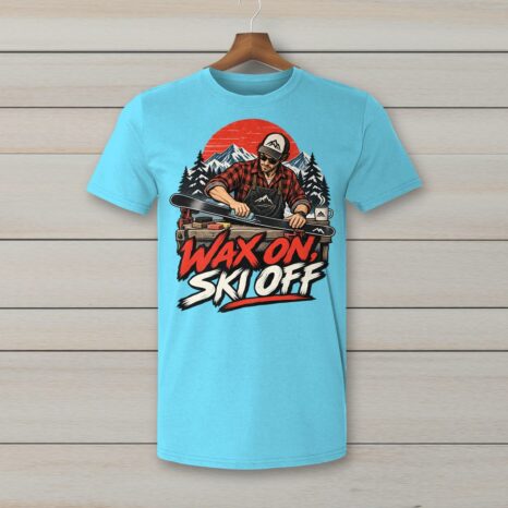 SkiCoach.Me Wax On, Ski Off t-shirt in Sky